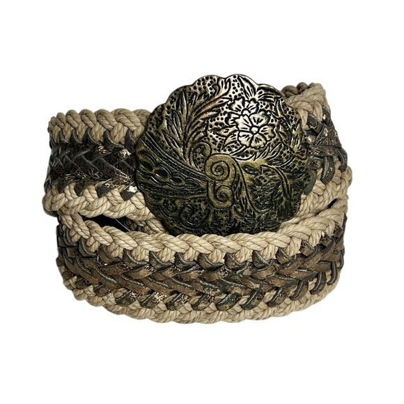 Neutral Antique Gold Stretchy Belt Boho Western Statement